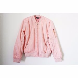 Pink Nylon Padded Bomber Jacket